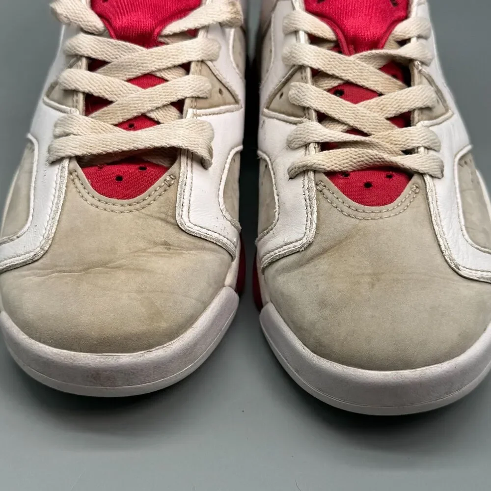 Air Jordan 6 Retro Boy's 7 White Leather Lace-Up Athletic Running Sneakers